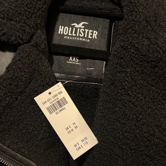 New Hollister Sherpa lined leather crop jacket - Picture 3 of 3